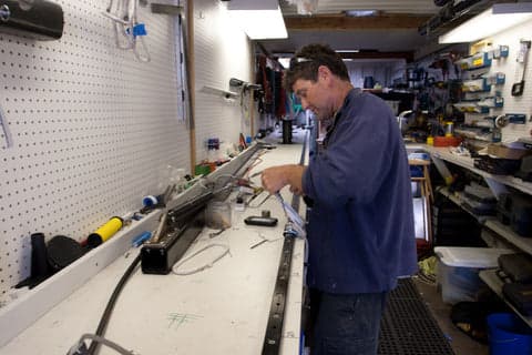 Interior of the Panda Rigging workshop at Sugar Dock, Richmond